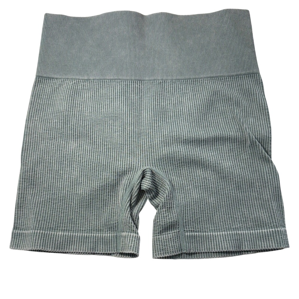 Colsie Ribbed Seamless Bike Shorts Sage Green High Waisted Size M